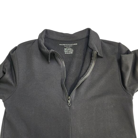 Majestic Filatures Womens Deluxe Teeshirt Dress Size XS Black Qtr Zip Soft Touch - Picture 6 of 10
